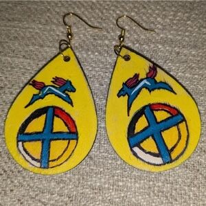 Hand-Painted Yellow Medicine Wheel Ponies Earrings